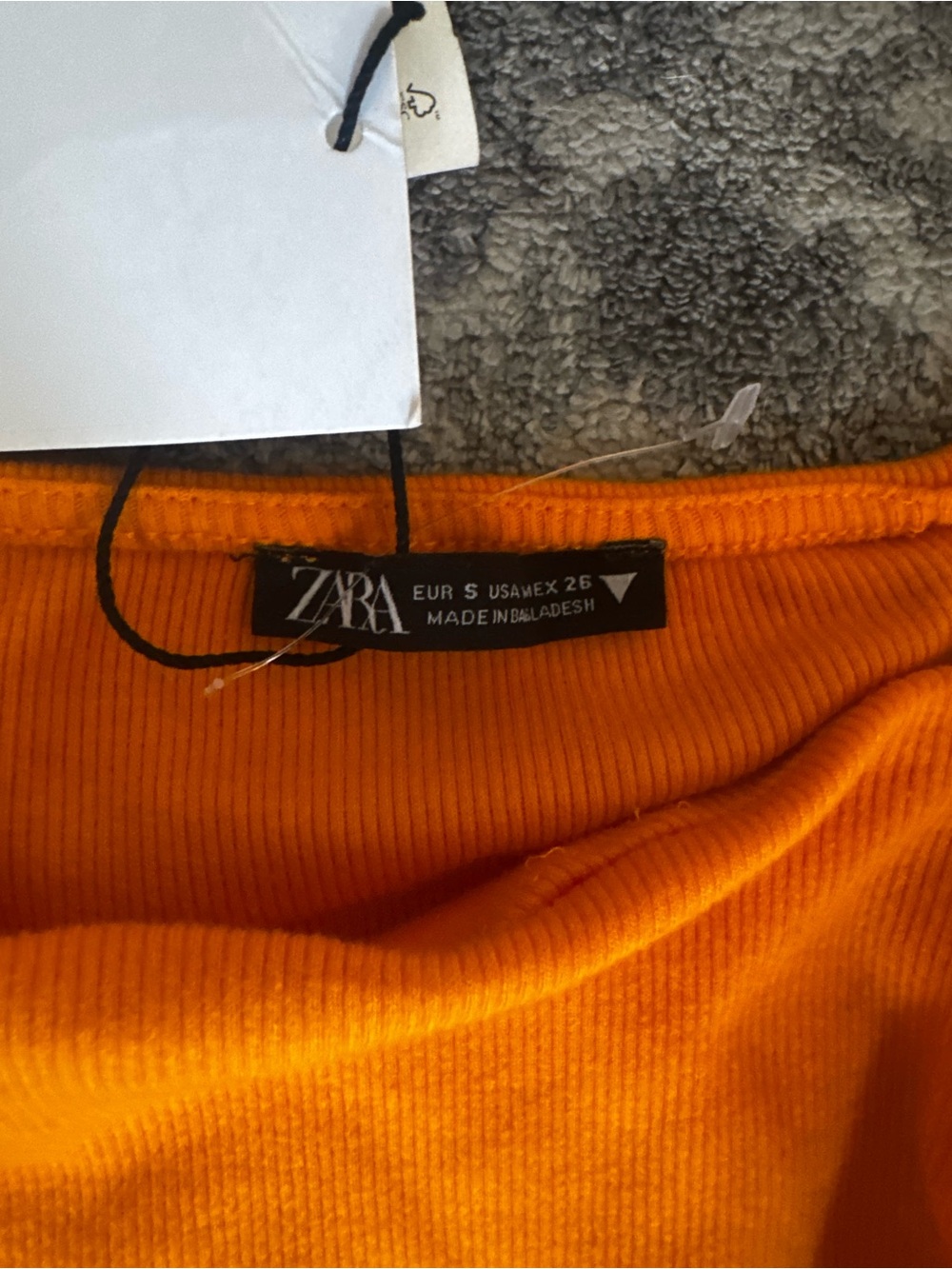 Zara Bright Orange Puff-Sleeve Square Neck Top - Picture 2 of 2